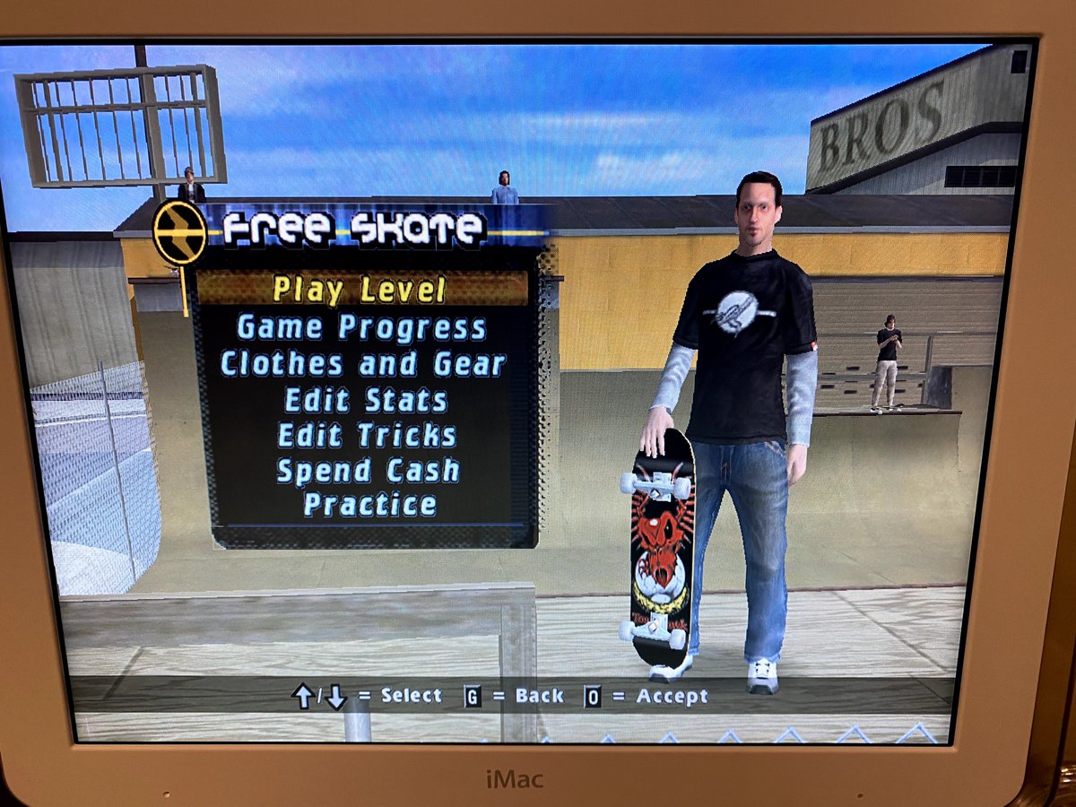 OK, time for a couple of games to wind down. Love that Tony Hawk's Pro Skater 4 comes out of the box. Always great to show off my tricks by grinding on a rail or two.