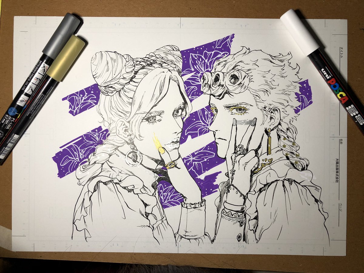 They are literally the hardest characters to draw out of all the JOJO characters in my opinion.
??
-
Just bought the gold and silver markers today. This was fun. ❤️ 