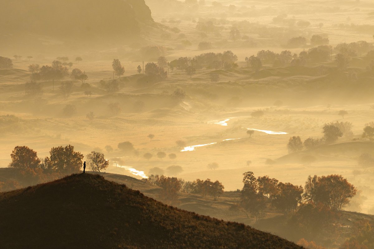 #GlamorChina Morning mist adds a final touch to the mesmerizing autumn scene of Wulan Butong Grassland in China’s #InnerMongolia.