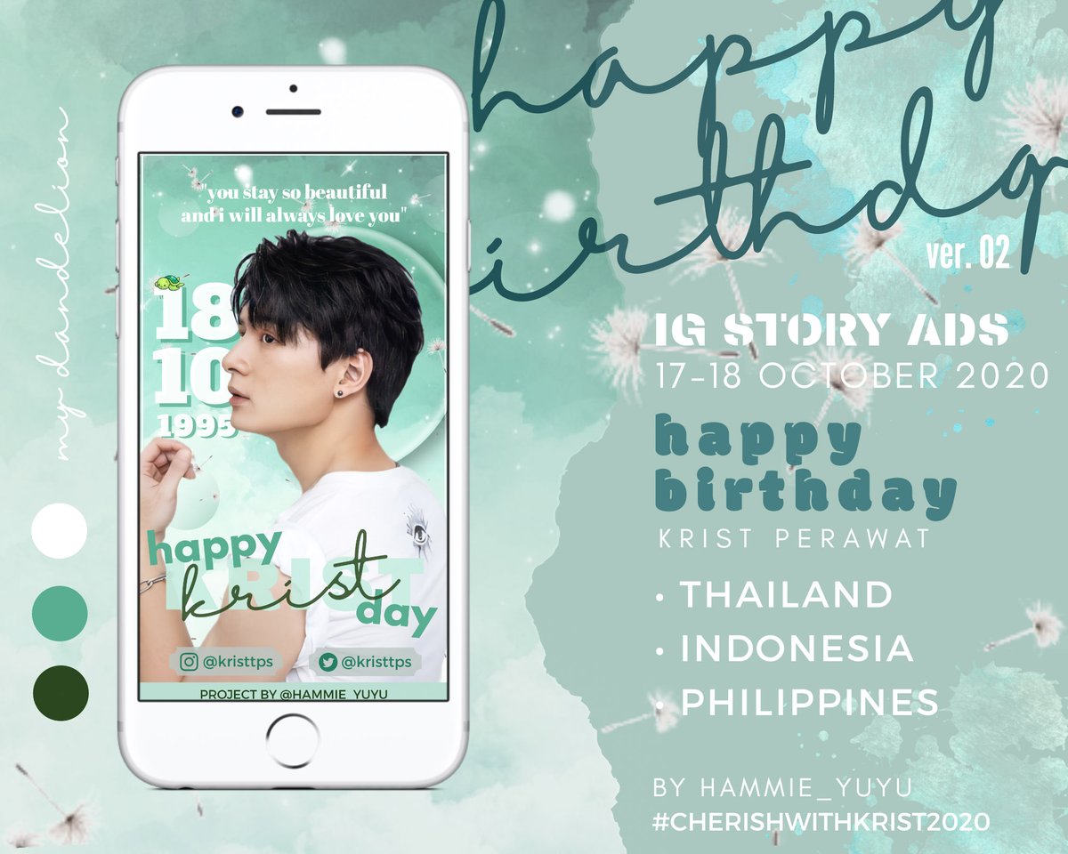 hammie_DJK's tweet photo. 🎉 HAPPY KRIST'S DAY 🎉

Hi, to celebrate Krist's 25th BD, a special person to me, i've prepared this small but full of ❤ project as a 🎁 for Perawat &amp; all fans loving him ^^ ~

⏰ 17-18 Oct. (2 days)
VER.1: 🇹🇭🇻🇳🇲🇾
VER.2: 🇹🇭🇮🇩🇵🇭

#KristPerawat @kristtps 
#CherishwithKrist2020 https://t.co/T8fhss4N1p