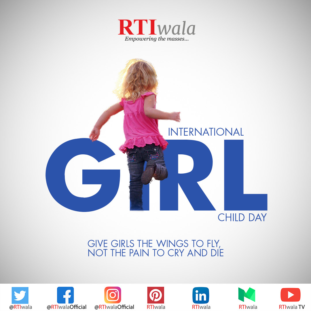 RTIwala's tweet photo. Give girls wings to fly, not the pain to cry and die 🙂
International Girl Child Day 🎉
#RTIwala #RTI #OnlineRTI #Startup #FileRTI #Legal #RTIOnline #Success #IndianLaw #LegalHelp #FileRTINow #RTIwalaServices #internationalgirlchildday #girlchildday #girlpower #Girl https://t.co/o8PtG6RBWa