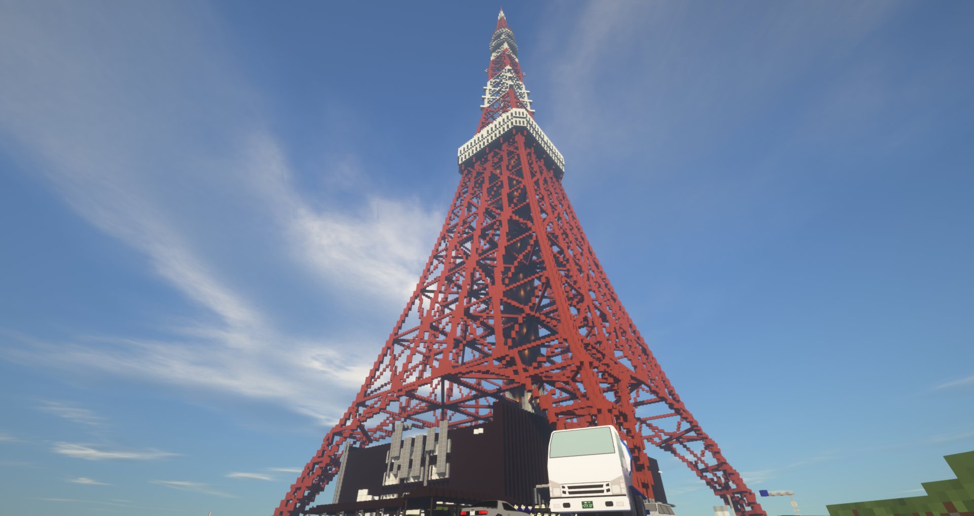 Twitter 上的 宝条みちる Minecraft Rt Shake48 東京タワー In Minecraft 七月あたりから制作を始めた東京タワーがついに完成しました 高さ制限解除modを使い原寸大で再現しております Minecraft Minecraft建築コミュ マイクラ マイクラ建築 東京