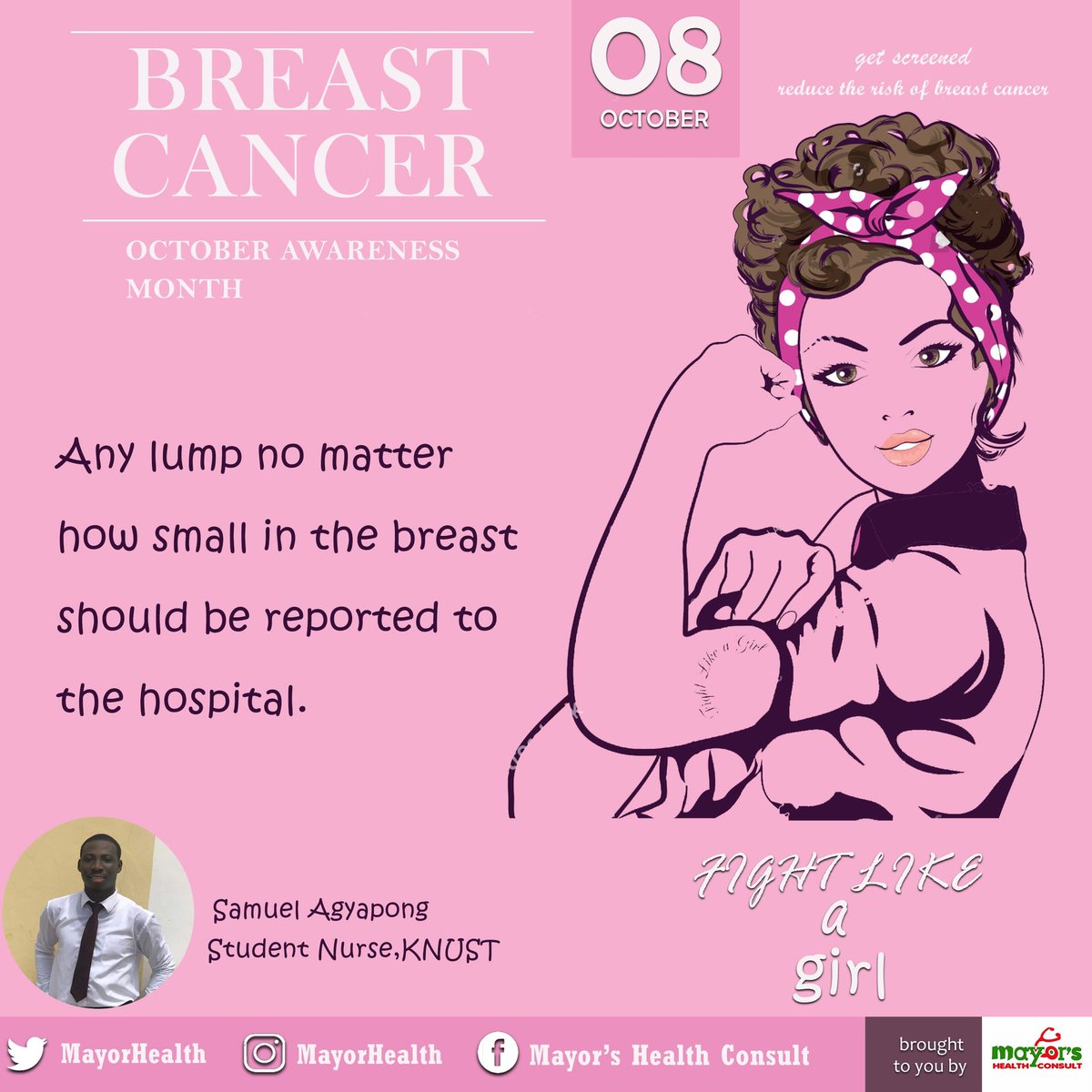 MayorPharmacy's tweet photo. Report any lump in the breast to your doctor for further investigations.

Don't forget, the earlier the better!

#BreastCancer 
#BreastCancerAwarenessMonth 
#MayorHealth https://t.co/SRqPlmOFsE
