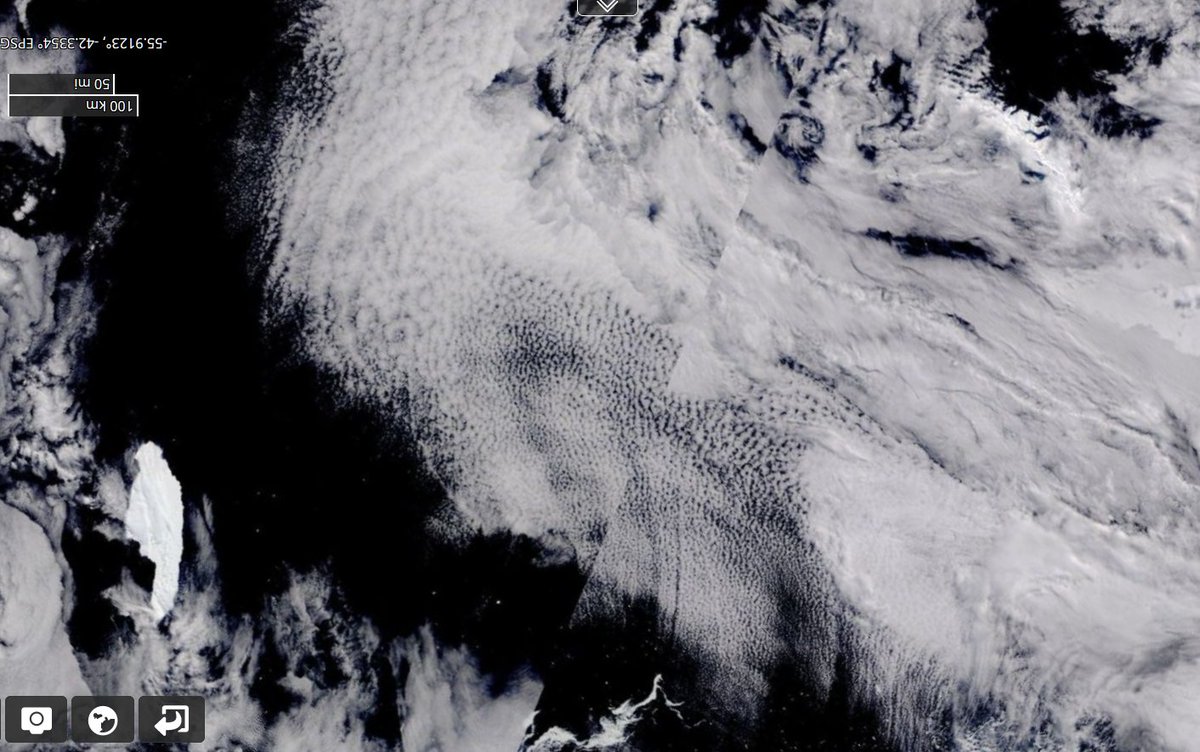 And Terra/MODIS, 9 October (flipped to north-up, scale bars top left): https://worldview.earthdata.nasa.gov/?v=-3162831.8031121334,2542383.709171017,-1731186.7365137981,3278711.575455317&r=-133.769&p=antarctic&t=2020-10-09-T22%3A00%3A00Z&l=OrbitTracks_Terra_Descending(hidden),Reference_Labels,Reference_Features,Coastlines,VIIRS_SNPP_CorrectedReflectance_TrueColor(hidden),MODIS_Aqua_CorrectedReflectance_TrueColor(hidden),MODIS_Terra_CorrectedReflectance_TrueColor