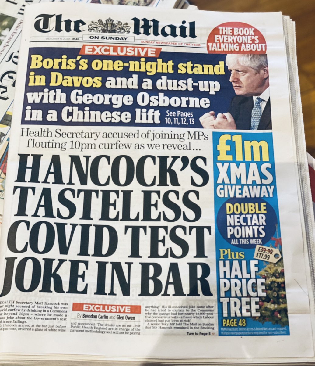 piersmorgan's tweet photo. Shocking behaviour by ⁦@MattHancock⁩. Bad enough that he is cracking jokes about his shameful testing system, but if he was drinking in the Commons bar after the 10pm curfew, as a senior Tory MP has told the Mail on Sunday, then his position is untenable &amp; he must resign. https://t.co/YWD6091QlQ