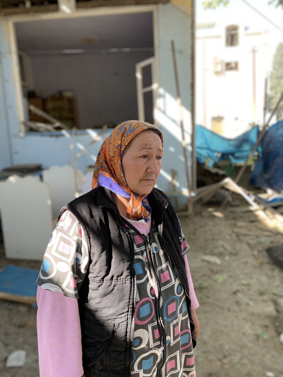 The Azeri woman stands in the wreckage of her home of 30 years in #Ganja. She told us she did not want #Armenian mothers to suffer either. #NagornoKarabakh