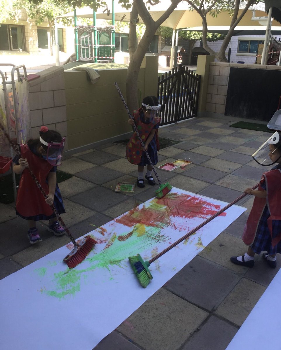 Rocket 🚀 painting with a difference! What a fantastic way to develop gross motor skills. #stchrisinfants #stchrisnursery