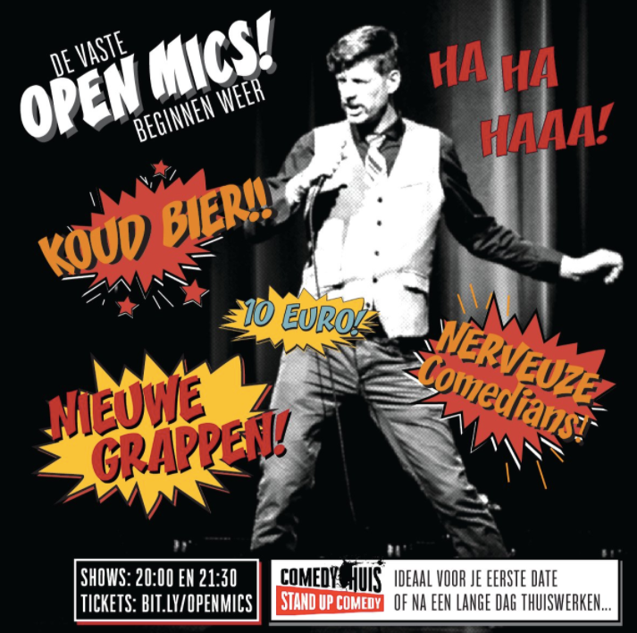 Kruip-door-sluip-door-comedy-kijken-en-door! 2 intieme shows, strakke hygiëne en 4 geweldige #comedians met nieuwe grappen: dát is de Open Mic van @Comedyhuis Club. Dinsdag 13 oktober is het weer tijd om te #lachen in De <a href="/Kargadoor/">De Kargadoor</a> buff.ly/3iHYKho #Utrecht #Humor #StandUp