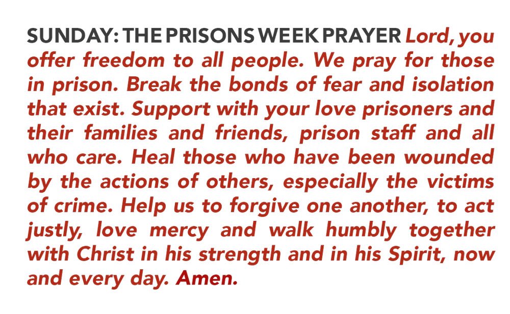 PrisonsWeek's tweet photo. 🙏 Join us in starting off Prisons Week 2020 with the Prisons Week Prayer #UnitedInLockdown https://t.co/F90KNPLSi5 https://t.co/AOXuKDnX8P