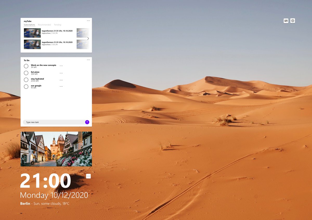 lorisobidesign's tweet photo. Concept for a #FluentDesign widget space on the lockscreen of #Windows10 or #Windows10X powered as a place for live tiles and interactive tiles #win10dev https://t.co/YtedSt4dO5