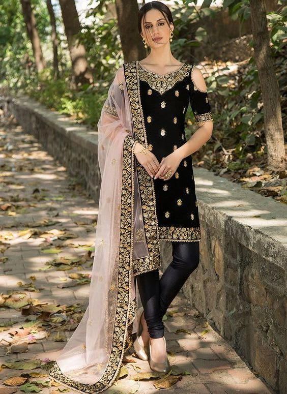 Buy 38/S-2 Size Velvet Boat Neck Diwali Dress Collection Online for Women  in USA