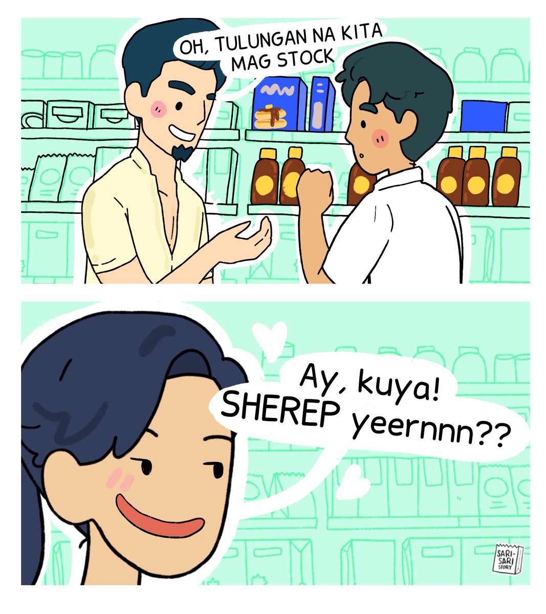 SHEREEEEPPP YEEERRRNN?
.
Follow SariSaristory for more comics!