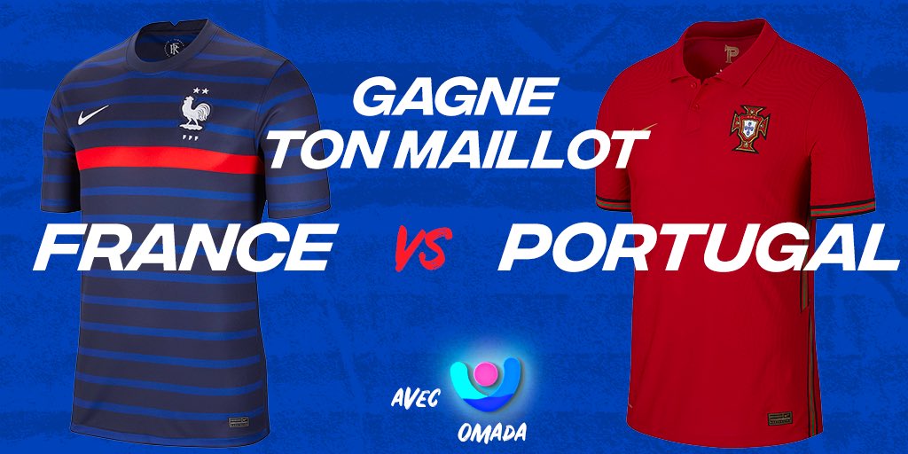 C’est l’heure de la revanche ! 🔥 

🇫🇷 France x Portugal 🇵🇹 

On te régale encore et on t’offre le maillot de ton choix ! 🎁👕

Pour participer : 
👉 RT + Follow @omada_pronos

N’hésite pas à commenter le maillot que tu veux ! 💬

#FRAPOR