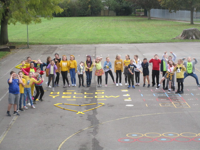 CherryPrimary's tweet photo. Year 5 enjoyed their Hello Yellow day on Friday, with lots of fun and a focus on resilience and mental wellbeing. Top effort year 5 😀 https://t.co/MiGfMlx3PM