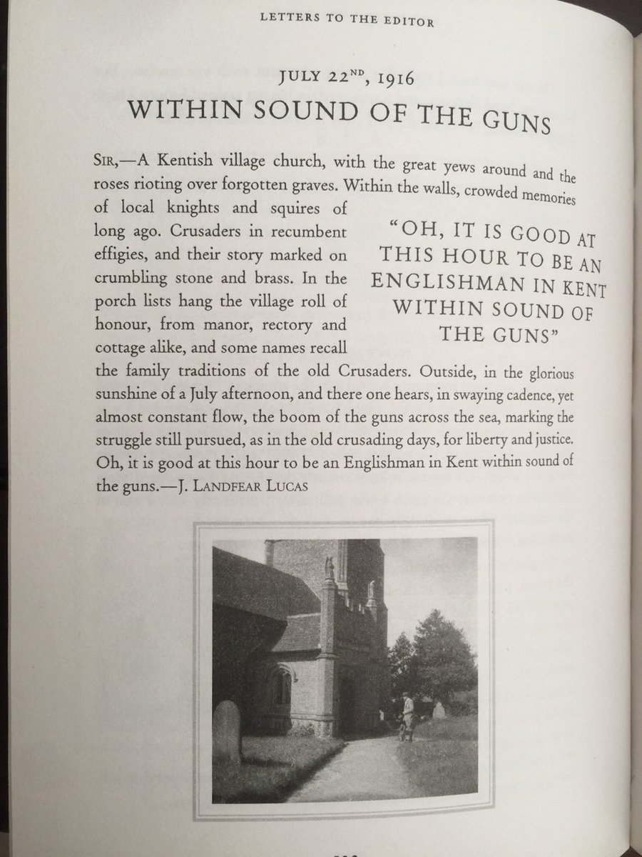 In July 1916, as the Battle of the Somme raged in France, across the English Channel, churchgoers in Kent could hear the artillery barrages of the  #GreatWar that would scar that landscape forever. (via  @Countrylifemag )