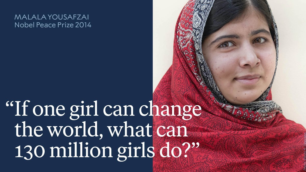 “If one girl can change the world, what can 130 million girls do?”

In 2012, <a href="/Malala/">Malala Yousafzai</a> Yousafzai was shot three times in an attempt to stop her from speaking out for girls' education. Today, the Nobel Laureate is a leading advocate for girls' rights.

#dayofthegirl