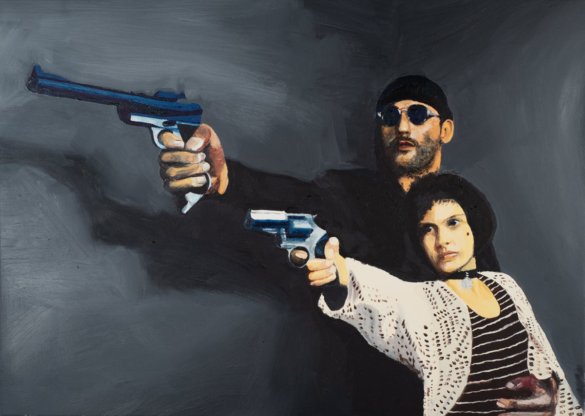 ArtBernado's tweet photo. "Leon 1/4" - erstes Bild aus der Reihe "don't shoot", aus dem Film „Leon der Profi“ mit Natalie Portman @natpdotcom und Jean Reno @JeanReno4, Öl auf Leinwand #Art #ContemporaryArt #oiloncanvas #leon More: https://t.co/46MRCHA0Bu https://t.co/ZA60EXf5Az