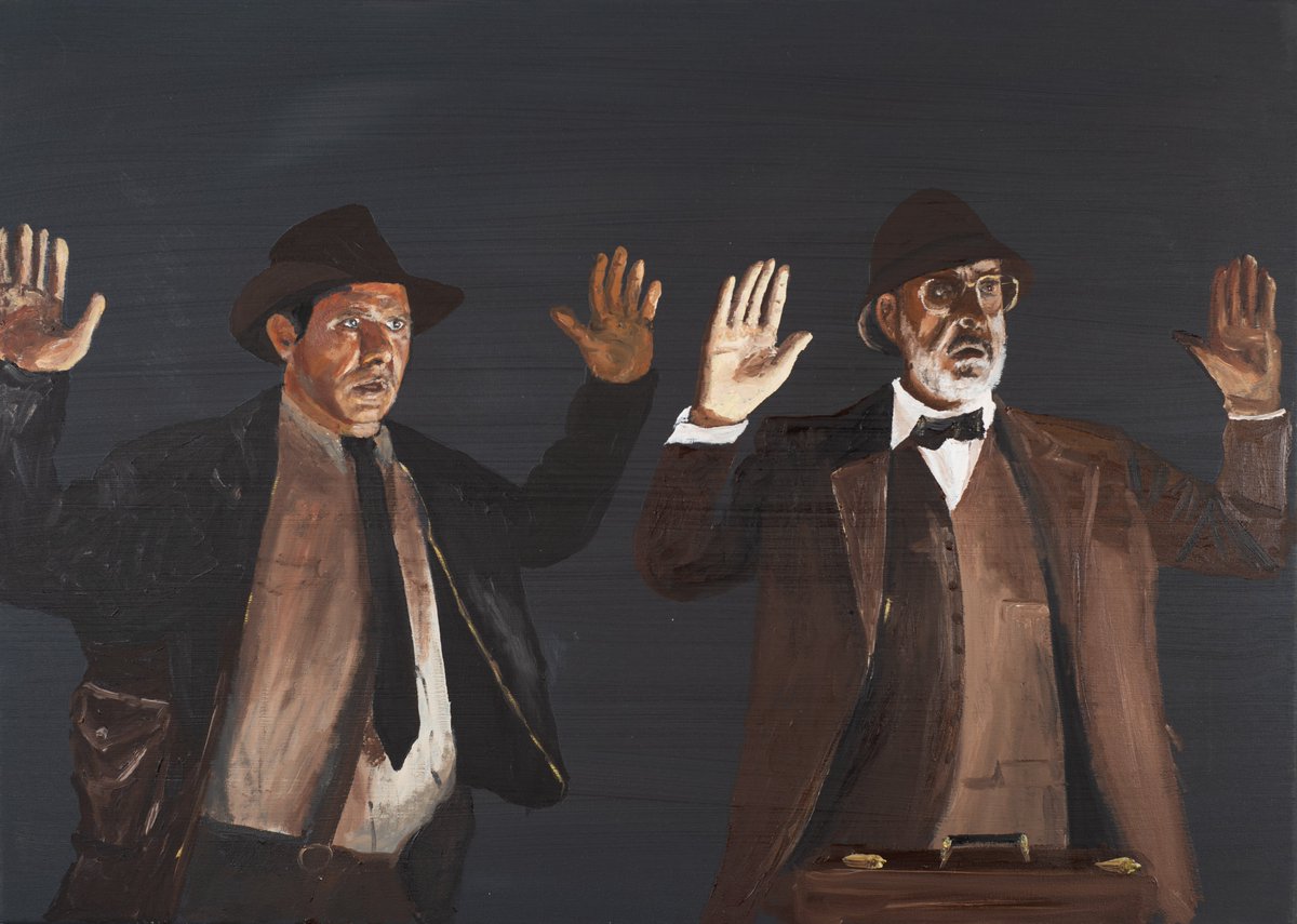ArtBernado's tweet photo. "Indiana 4/4" - zum Abschluss der Reihe "don't shoot", aus dem Indiana Jones 3 mit Harrison Ford @HarrisonFordLA und Sean Connery @ConneryOfficial , Öl auf Leinwand #Art #ContemporaryArt #oiloncanvas #indianajones https://t.co/ckByPYGEft https://t.co/IpVm5Mx73v