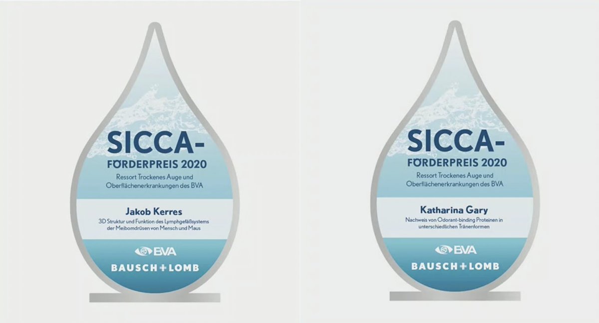 FAUproud! Our two FAU-Anatomy doctoral students Katharina Gary and Jakob Kerres are SICCA laureates 2020 of the professional association of ophthalmologists in Germany and were awarded by the German Ophthalmological Society! Congratulations!