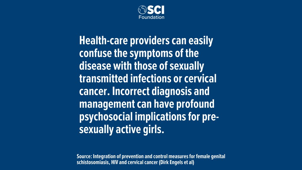 Despite 56 million women and girls getting female genital schistosomiasis, only about 10,000 have been examined to date.⁠ #DayOfTheGirl #DayoftheGirlChild (4/5)