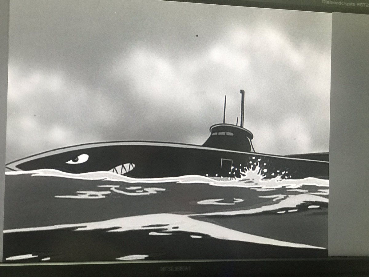 後半、シャークが39話で出たイメージコピーを使ってエイトマンを攻めるがすぐに気づかれるw
なぜか襲ってくる奴ら(イメージ)も同じですが、それはそれでわかりやすいから良いのか。ちょい役だし。

そして良い感じの描き込みの軍艦と、カワイイシャークの潜水艦( ^ω^ ) 