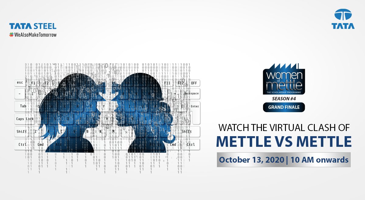 The virtual clash of mettle vs mettle is all set for October 13. Have you registered yet? If not, click the link and stay tuned for the grand finale of #WomenOfMettleSeason4!
https://t.co/yDDhAj77F0
#TataSteelCampusConnect #TataSteel #WOMS4 #WomenOfMettle https://t.co/EaMfs1eICK