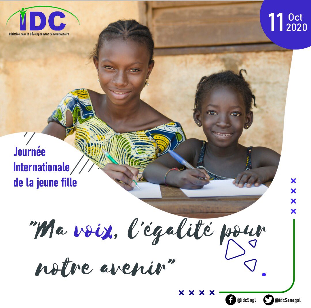 IdcSenegal's tweet photo. #journeeinternationaldelajeunefille #ouiscolarisation #fille @alioudiop01 @GajuHawa @agd_ong @BaHawa19 @SiraHabyBa @JASRMauritanie https://t.co/uDlhNF2Gbw