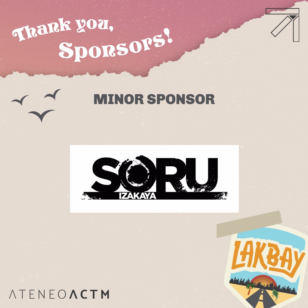 AteneoACTM's tweet photo. We would like to thank our Minor Sponsors (1/2):

#ACTMLakbay2020 
#CTMBound 

Poster by Mai Zarsadias https://t.co/f26Yy0CK6x