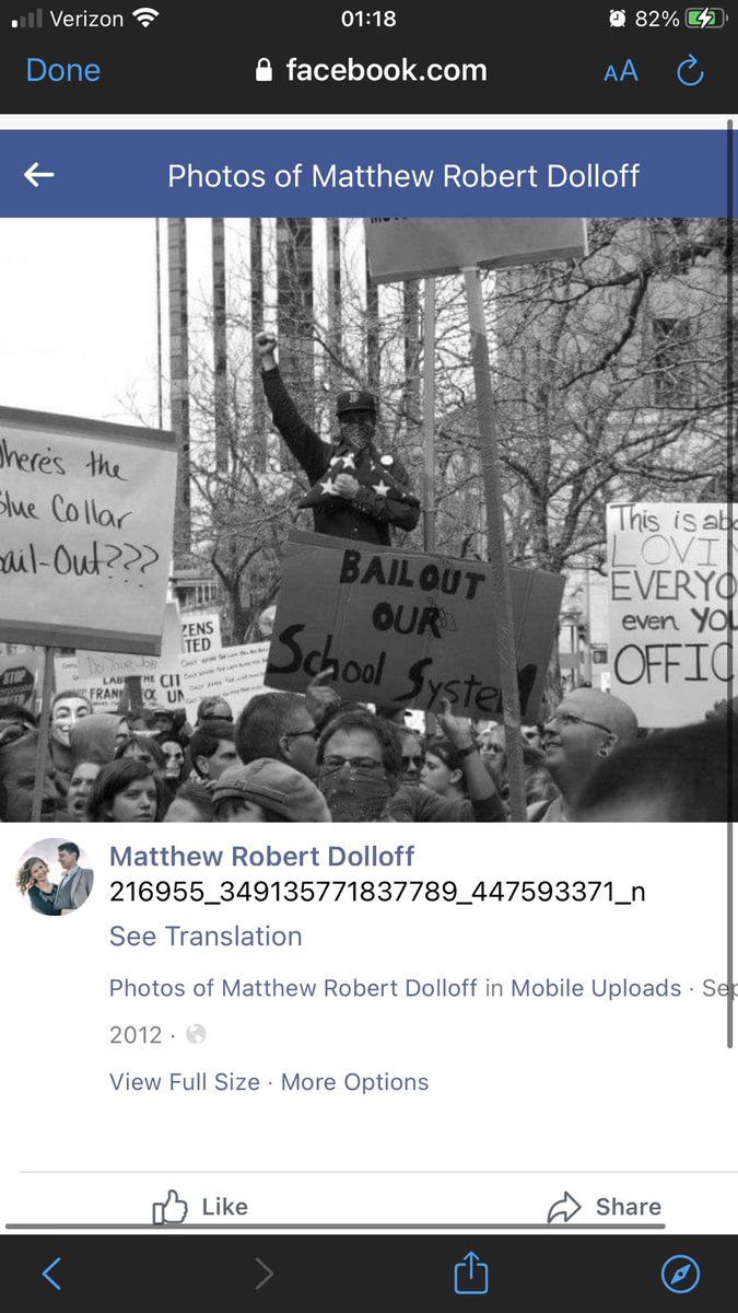 Here Matt is pictured at Occupy Wall St. He had a very extensive past of Activism and speaking out against corporations and the police.He’s been heavily involved in  #Occupy which later pushed members to ANTIFA.