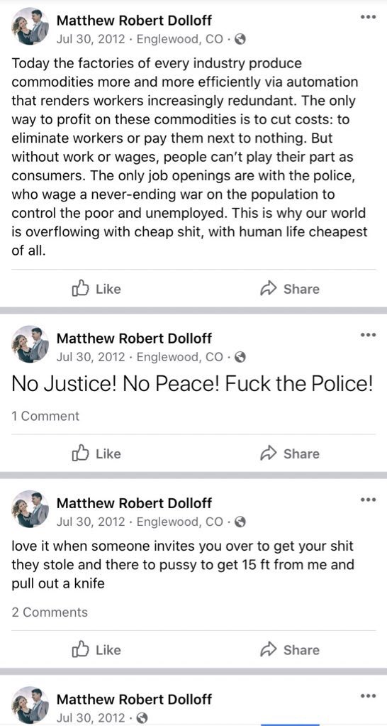 As you see, past posts from his Facebook show signs of early radicalization, anti-trump and anti-cop rhetoric.He also openly supports BLM