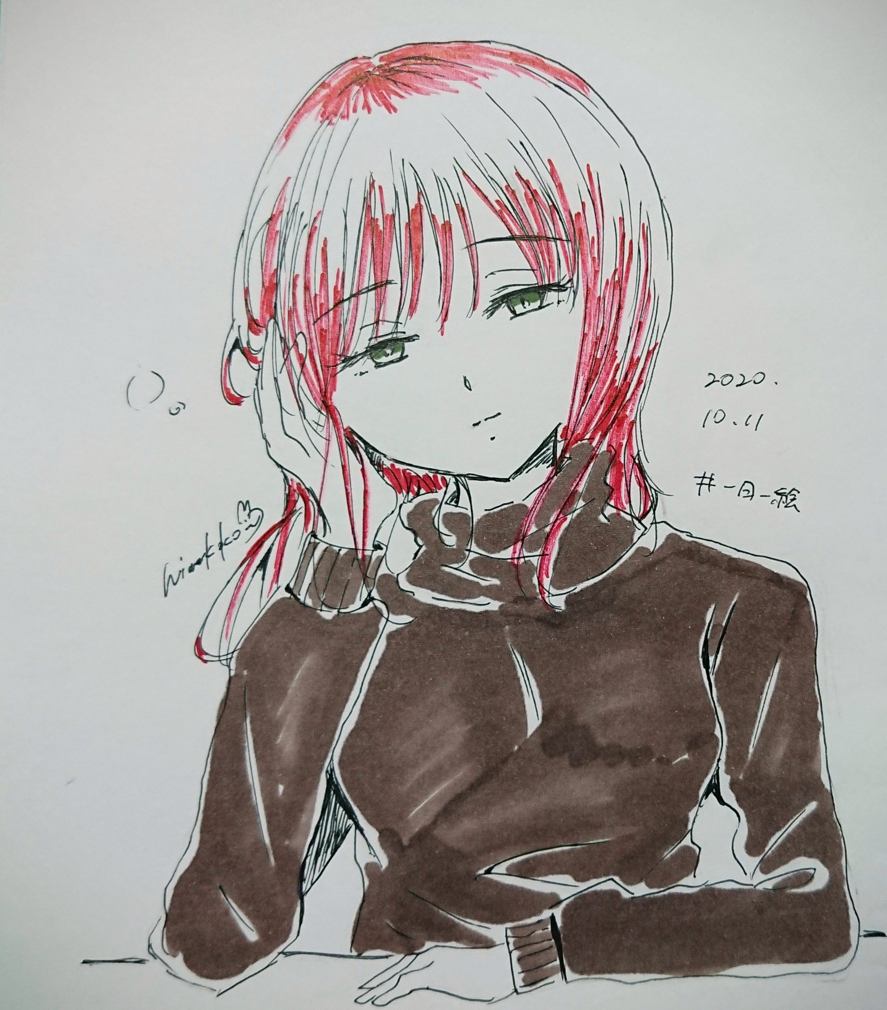 ひめここ Himekoko 36日目 眠たげな目でみつめられたい 一日一絵 イラスト ひめここ Himekoko 36日目 眠たげな目でみつめられたい 一日一絵 イラスト