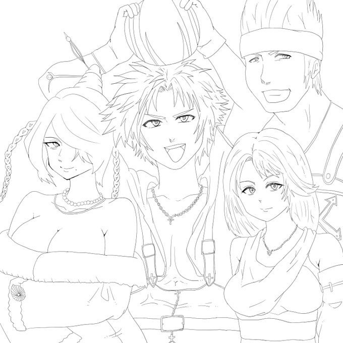 朝にニコニコで懐かしいの見かけたので描いた#FF10 #天地無用 #テイルコンチェルト 