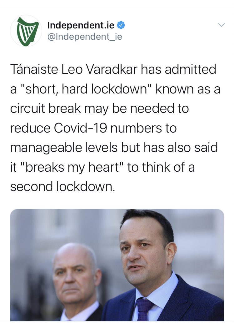 Trickstersworld's tweet image. Leo Varadkar led Fine Gael to an embarrassing 3rd place in #GE2020. Then he accelerated the “reopening” by skipping Phases.
A few days ago he publicly excoriated NPHET &amp;amp; ignored their advice, only to be talking about it as if it’s his idea now. 
But he has a heart, apparently.