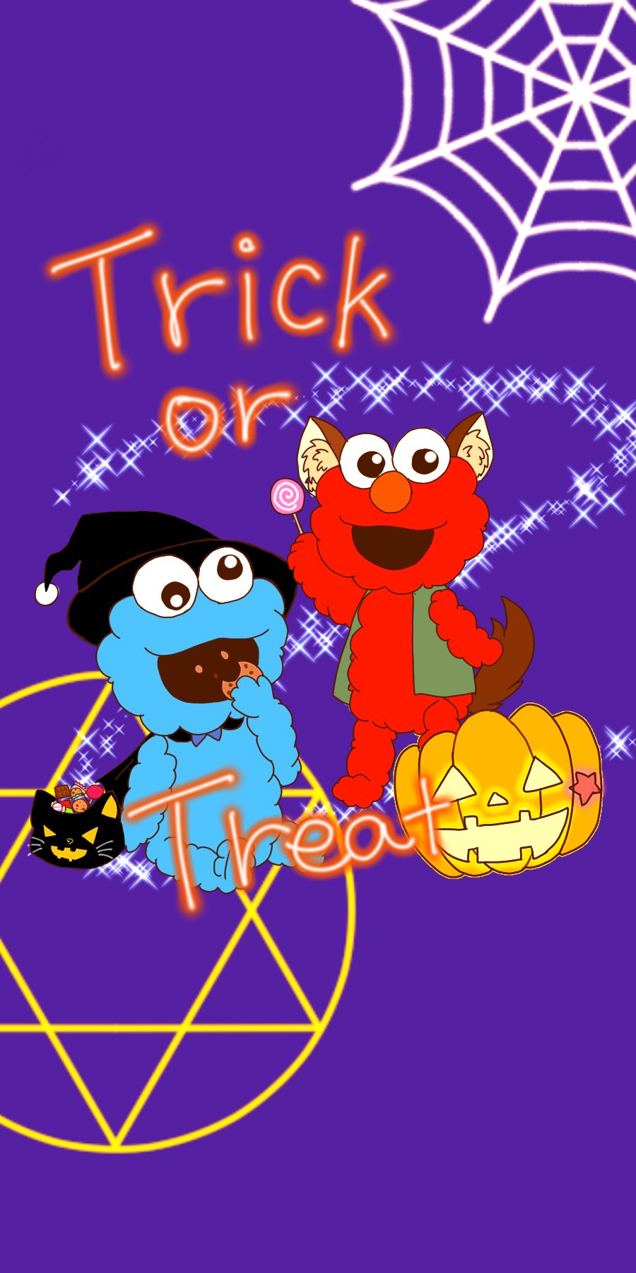 零 ハロウィンなので描いて見た クッキーモンスターとエルモ たのしかった T Co Mk0c8wr56o Twitter