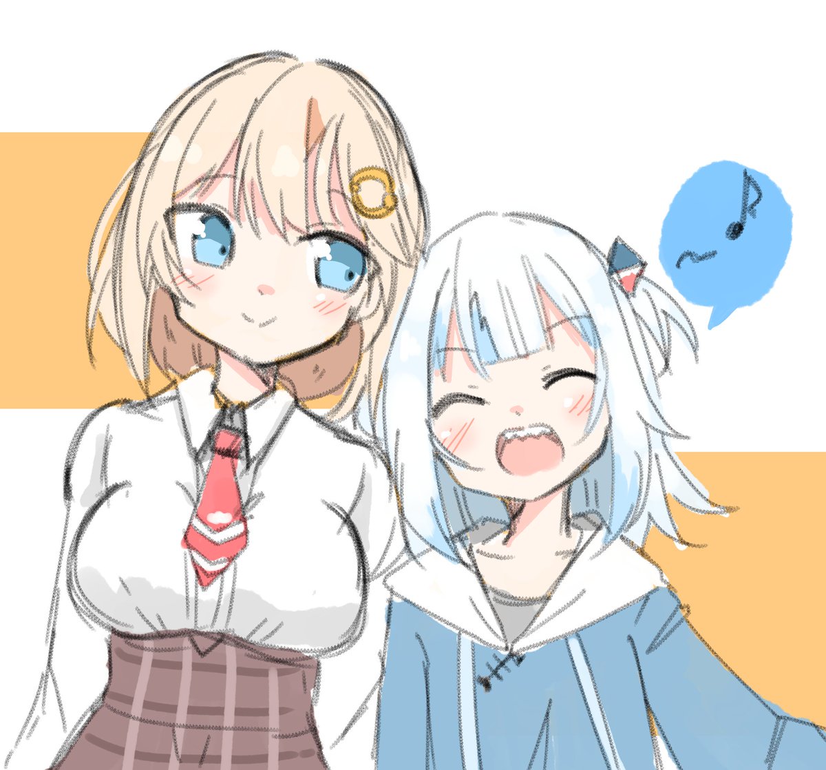 がうるぐら ,ワトソン・アメリア 「?&amp;?
#ameliaRT 
#gawrt 」|たまき七式(ななしき)のイラスト