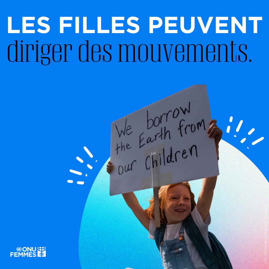 Les filles dirigent des mouvements globaux pour combattre 
🔵 Le changement climatique
🔵 Les mariages d’enfants
🔵 Les discriminations
🔵 Les mutilations génitales féminines
...entre autres ! 👏👏
Amplifions leurs voix pour la  #journéedelafille 
<a href="/onufemmesfr/">ONU Femmes France</a> #GénérationÉgalité