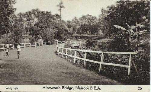 15/He later on had a bridge (Ainsworth Bridge) named after him at what is now the Nairobi Museum interchange.He retired in Somerset West, Cape Town, South Africa, where he later became mayor.