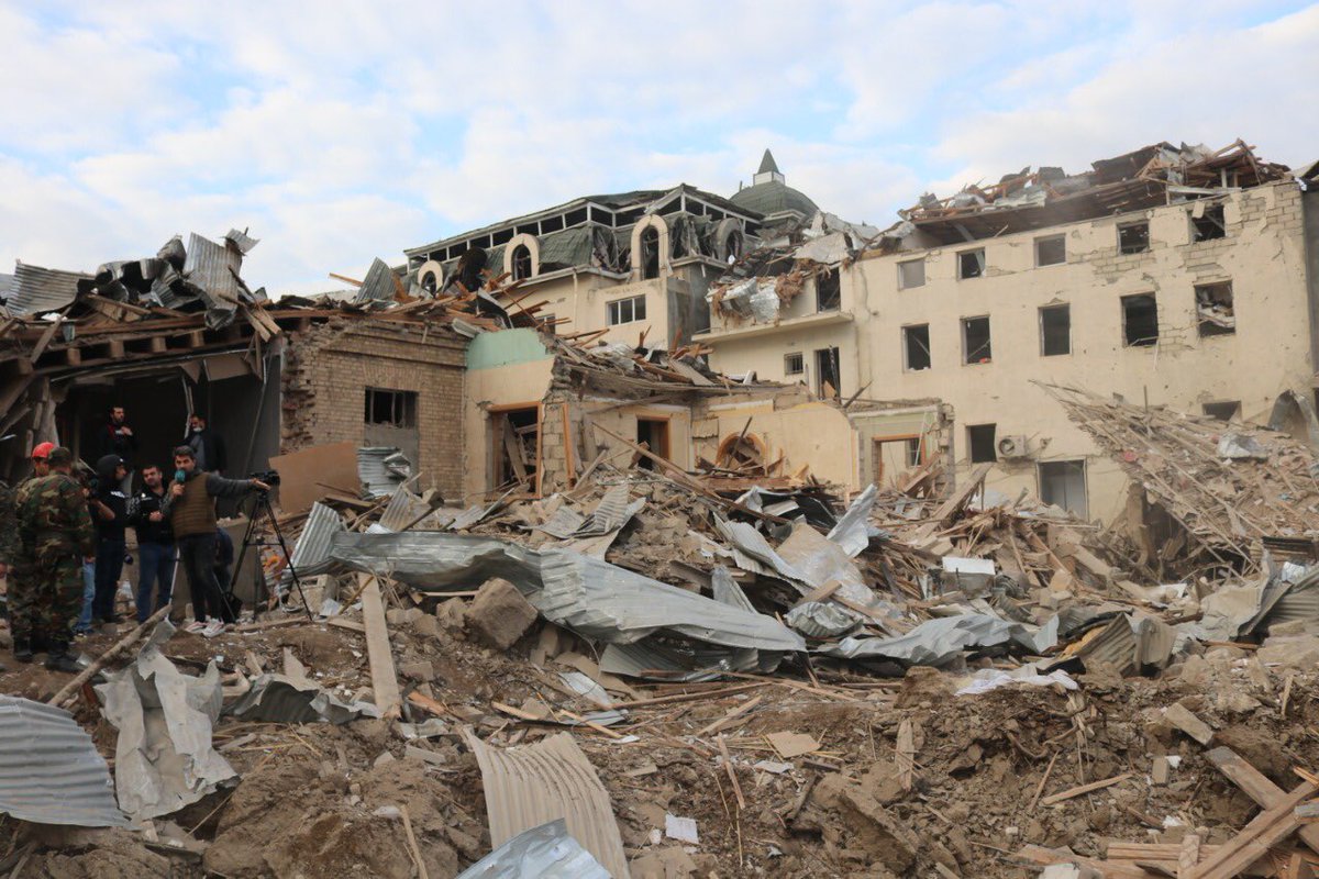 ❗️#Armenia continues to attack #Azerbaijan/i towns ignoring humanitarian ceasefire. Nightly missile attack on #Ganja caused serious casualties among civilians, 9 dead, 34 injured! Shelling civilians to evoke panic is Armenia’s official military strategy.

#StopArmenianAggression