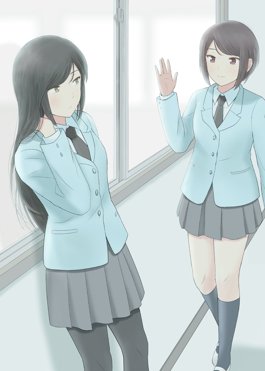 話しかけたい未来先輩と内心うれしい南先輩 立華高校マーチングバンドへようこそ Kushima 久島 22のイラスト