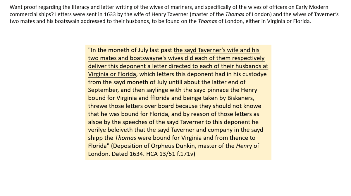 Marinelivesorg's tweet photo. Want proof regarding the literacy and letter writing of the wives of mariners, and specifically of the wives of officers on Early Modern commercial ships? #signsofliteracy @judyzara @Brodie_Waddell https://t.co/UjzVnQcqLY