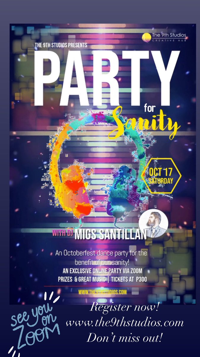 Be entertained and enjoy the 80’s 90’s music of DJ Migs Santillan on Oct 17, Sat at 9PM-12 MN!
Dress up your room (no virtual backgrounds please). Dance like nobody’s watching and win a prize!
Visit our website: https://t.co/KzyGdjf91h
#Oktoberfest2020 #onlineparty https://t.co/uXpWvT6znM