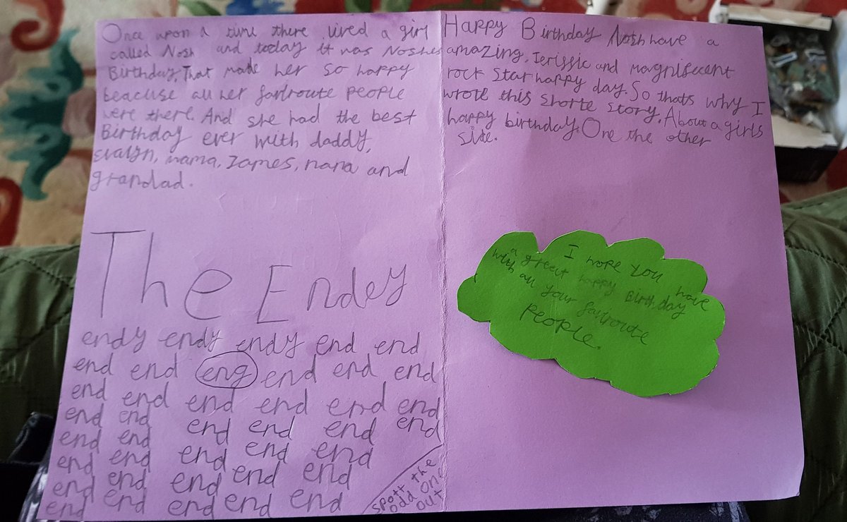 For my birthday, my step-daughter made this amazing card! <a href="/SwapnaHaddow/">Swapna Haddow (book updates)</a>  I wonder if you can see the #DavePigeon inspiration! I was told to circle the odd one out 😊