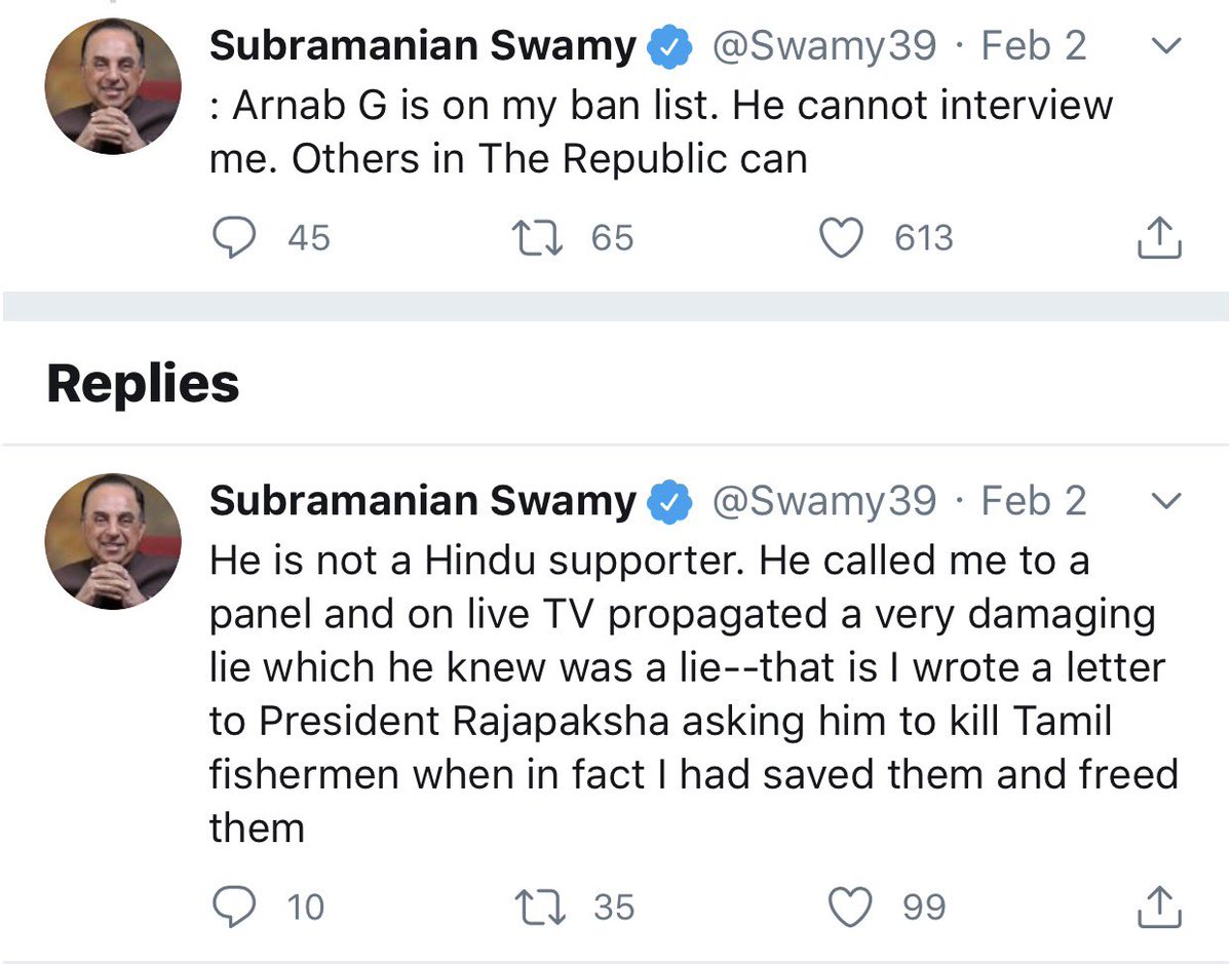 Views of Mr Swamy on Dr Sudhir Gupta & Arnab Goswami before Guru Chela apparently changed their views Arnab was attacked & Dr Sudhir Gupta was heaped with praises... tweets below