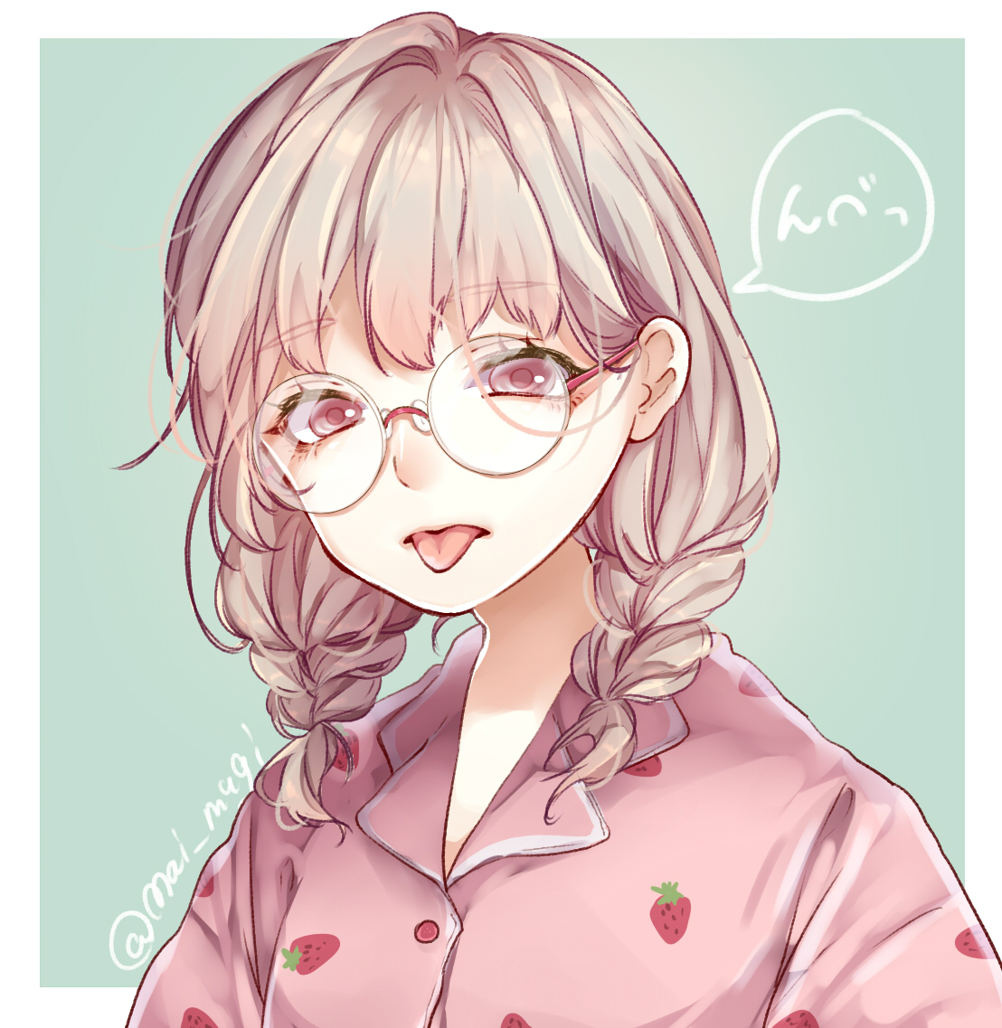 三つ編みパジャマ眼鏡は正義だと思う まいむぎ たぼうのイラスト 三つ編みパジャマ眼鏡は正義だと思う まいむぎ たぼうのイラスト