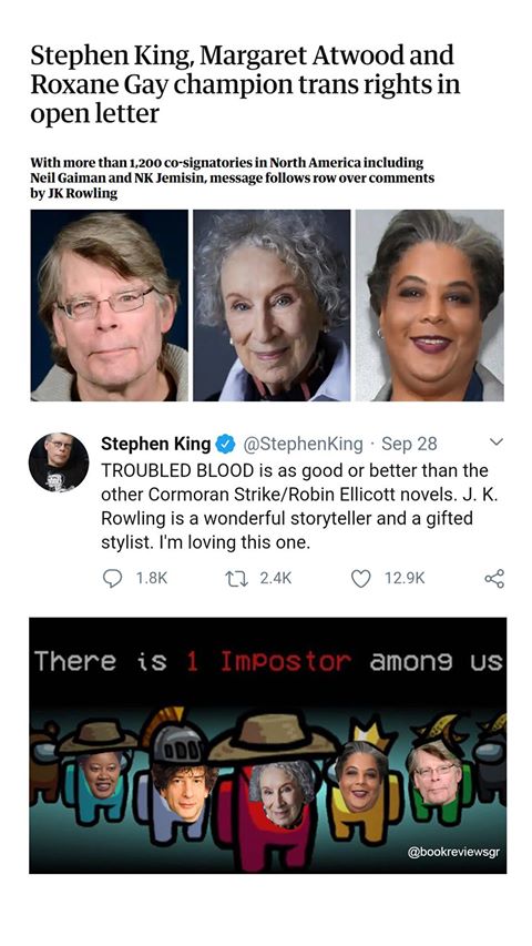 ThomasTheo's tweet photo. .@StephenKing is super sus #StephenKing #JKRowling #AmongUs https://t.co/aTUaxpVOjQ
