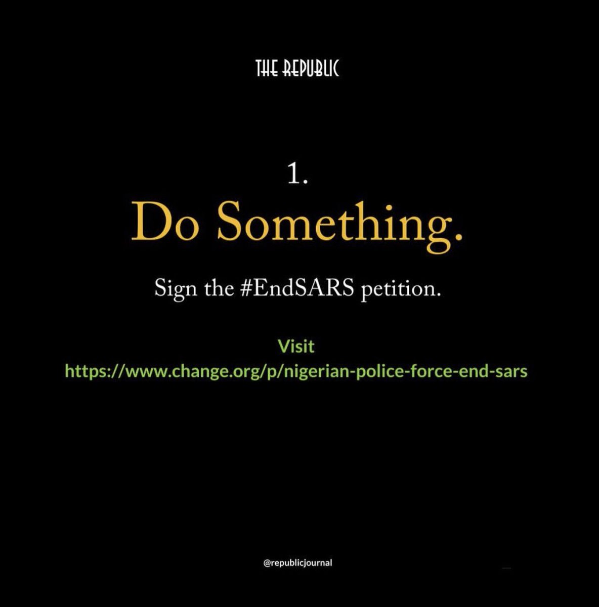 don’t just read something… do something to end police brutality in nigeria! keep supporting the movement  #ENDSARS  #EndSarsNow  #EndPoliceBrutality