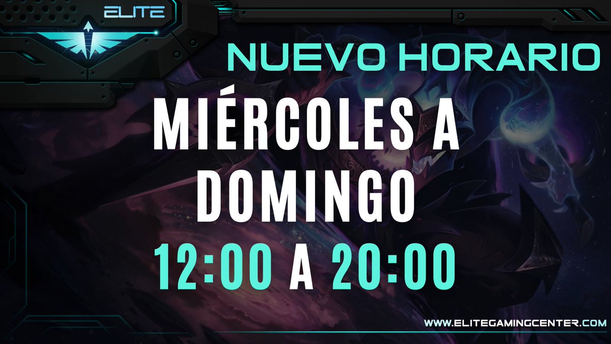 ¡Nuevo horario!

A partir de mañana limitamos nuestro horario de míercoles a domingo de 12 de la mañana a 8 de la tarde hasta nuevo aviso.

#AltoRendimiento #EliteMallorca #Elitegamingcenter
