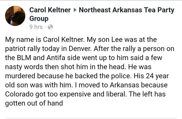 supertracpak's tweet image. #Denvershooting
Military veteran Lee Keltner was shot dead in front of his son at Antifa rally, family reveals thesun.co.uk/news/12902780/…