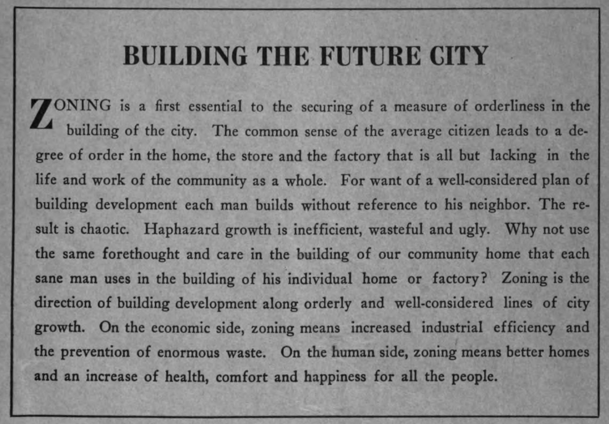 Whitten ends with a generic pitch for zoning for "health, comfort, and happiness for all the people". No mention of the importance of racial segregation here so I'm guessing this was just copied from Cleveland too.