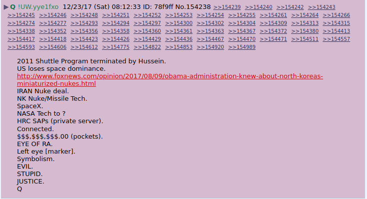 paul_furber's tweet photo. Q also explicitly connected Uranium One, the Iran nuke deal and SpaceX passing on missile guidance tech to NK with Hillary's private server.
#FBIAnon
#qanon https://t.co/Oqr6coqj3d